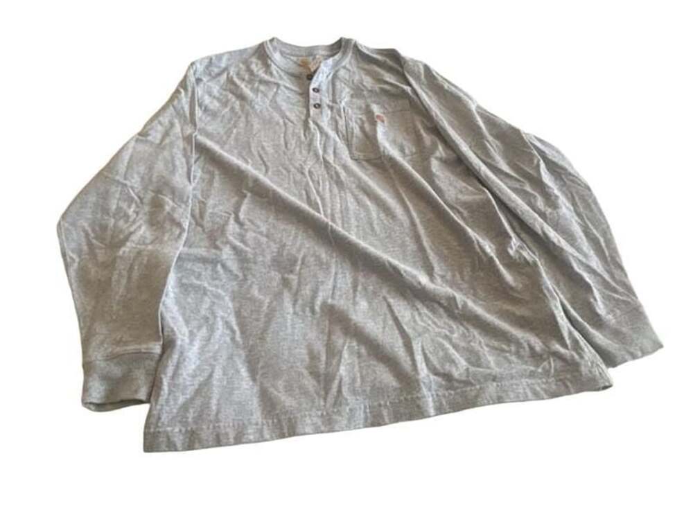 Carhartt Original Fit Gray Long Sleeve Pocket Henley Shirt Medium